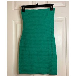 Emerald green strapless bodycon dress
